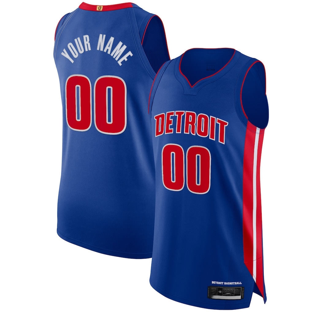 Johmsee Custom D.Pistons Blue Authentic Jerseys - Icon Edition