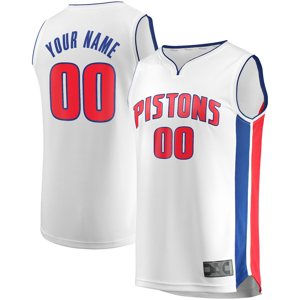 Johmsee Custom D.Pistons  White Fast Break Replica Jerseys - Association Edition