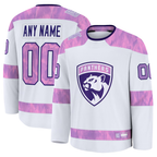 Johmsee Custom F.Panthers White 2024 Hockey Fights Cancer Practice Jerseys