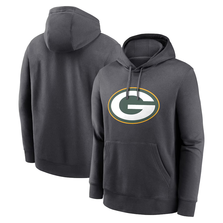 Johmsee Custom GB.Packers Anthracite Pullover Hoodie Game Stitched Jerseys