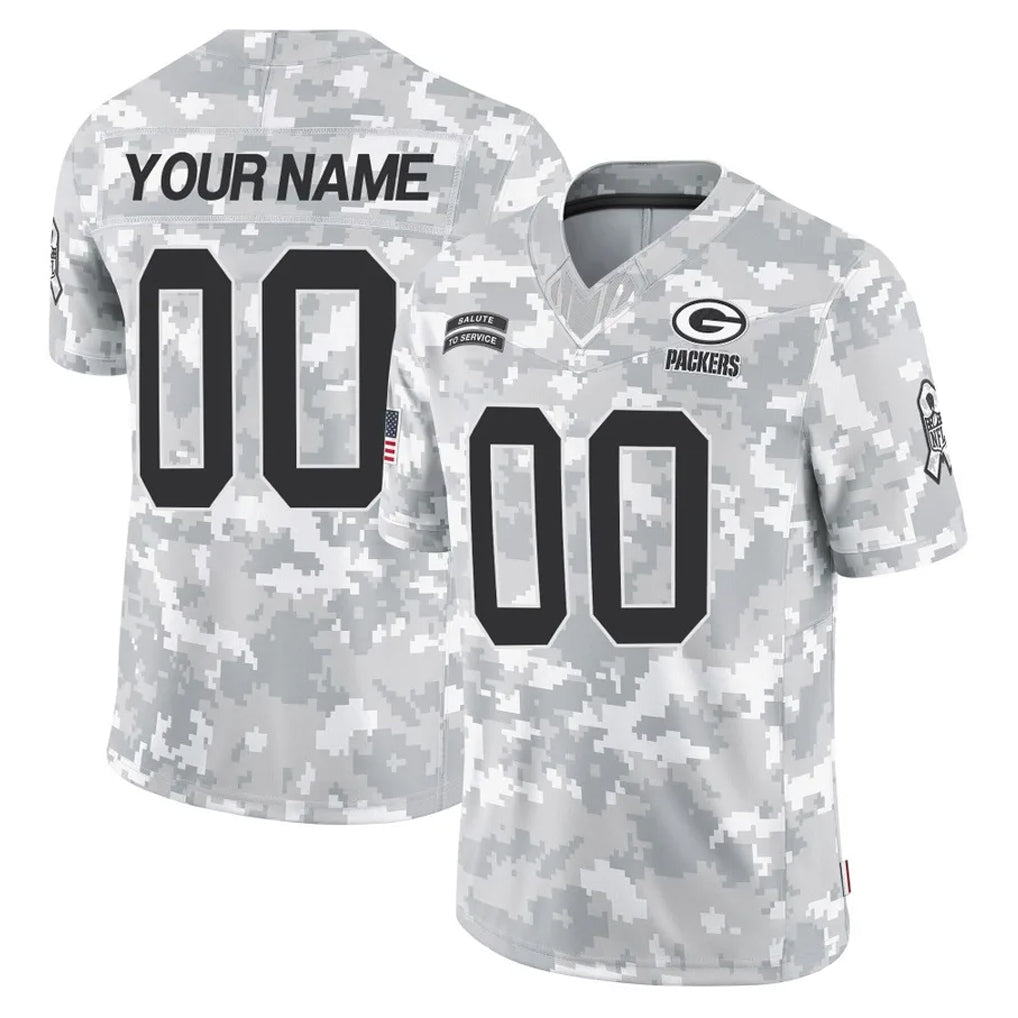 Johmsee Custom GB.Packers Arctic Camo Salute To Service Limited Any Name & Numbers Stitched Jerseys