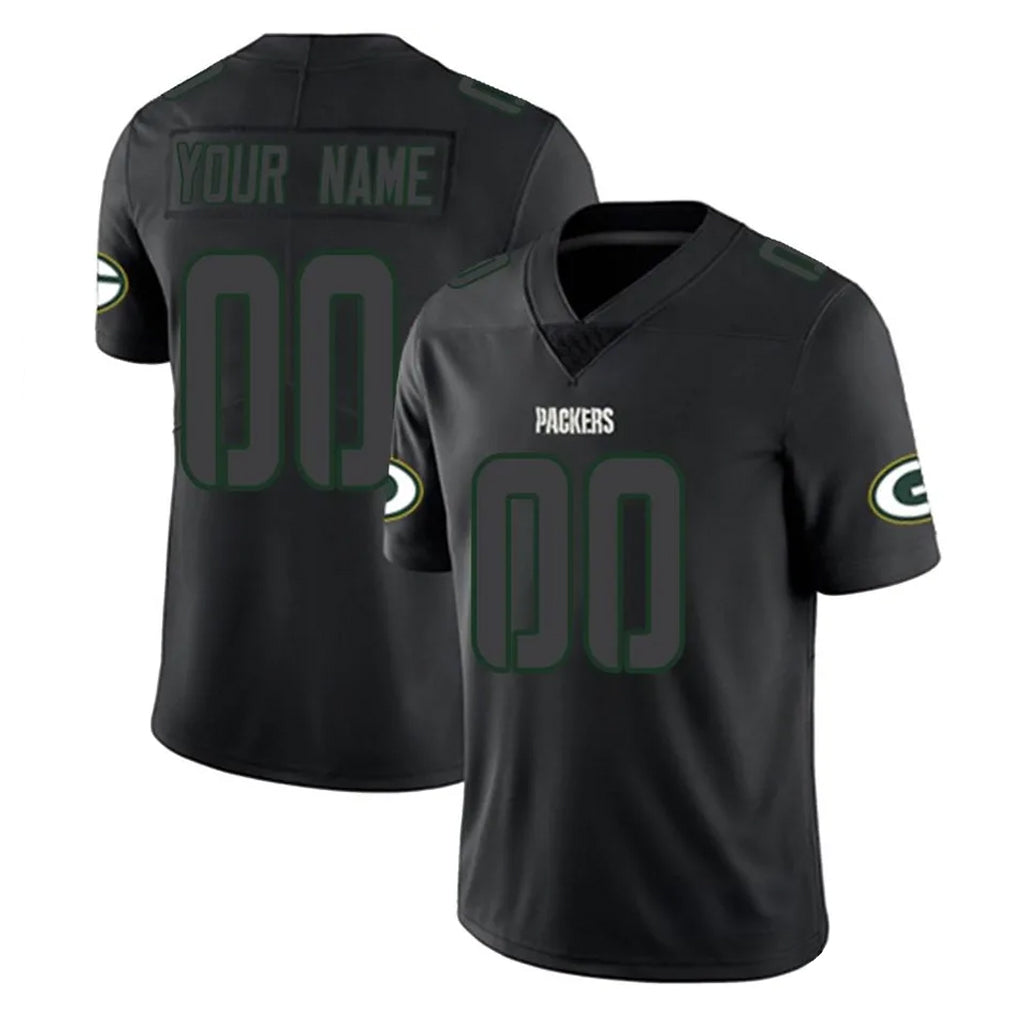 Johmsee Custom GB.Packers Black Impact Limited Home Game Any Name & Numbers Stitched Jerseys