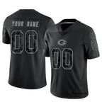 Johmsee Custom GB.Packers Black REFLECTIVE Limited Stitched Jerseys