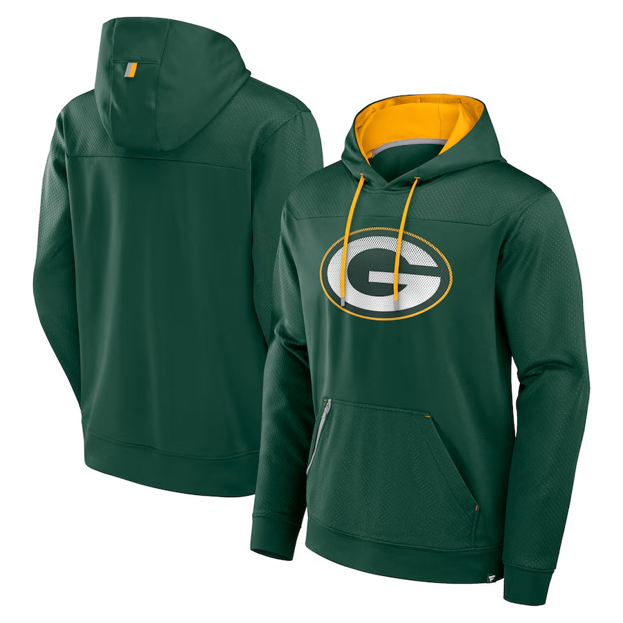 Johmsee Custom GB.Packers Green Defender Pullover Hoodie Game Stitched Jerseys