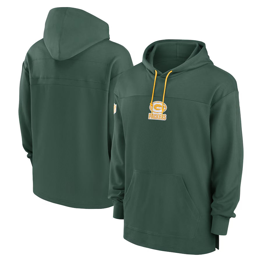 Johmsee Custom GB.Packers Green Sideline Pullover Hoodie Stitched Jerseys