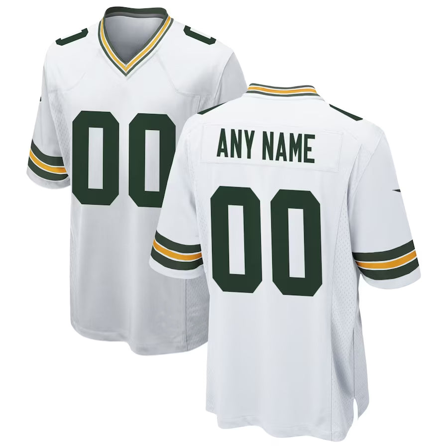 Johmsee Custom GB.Packers White Home Game Stitched Jerseys