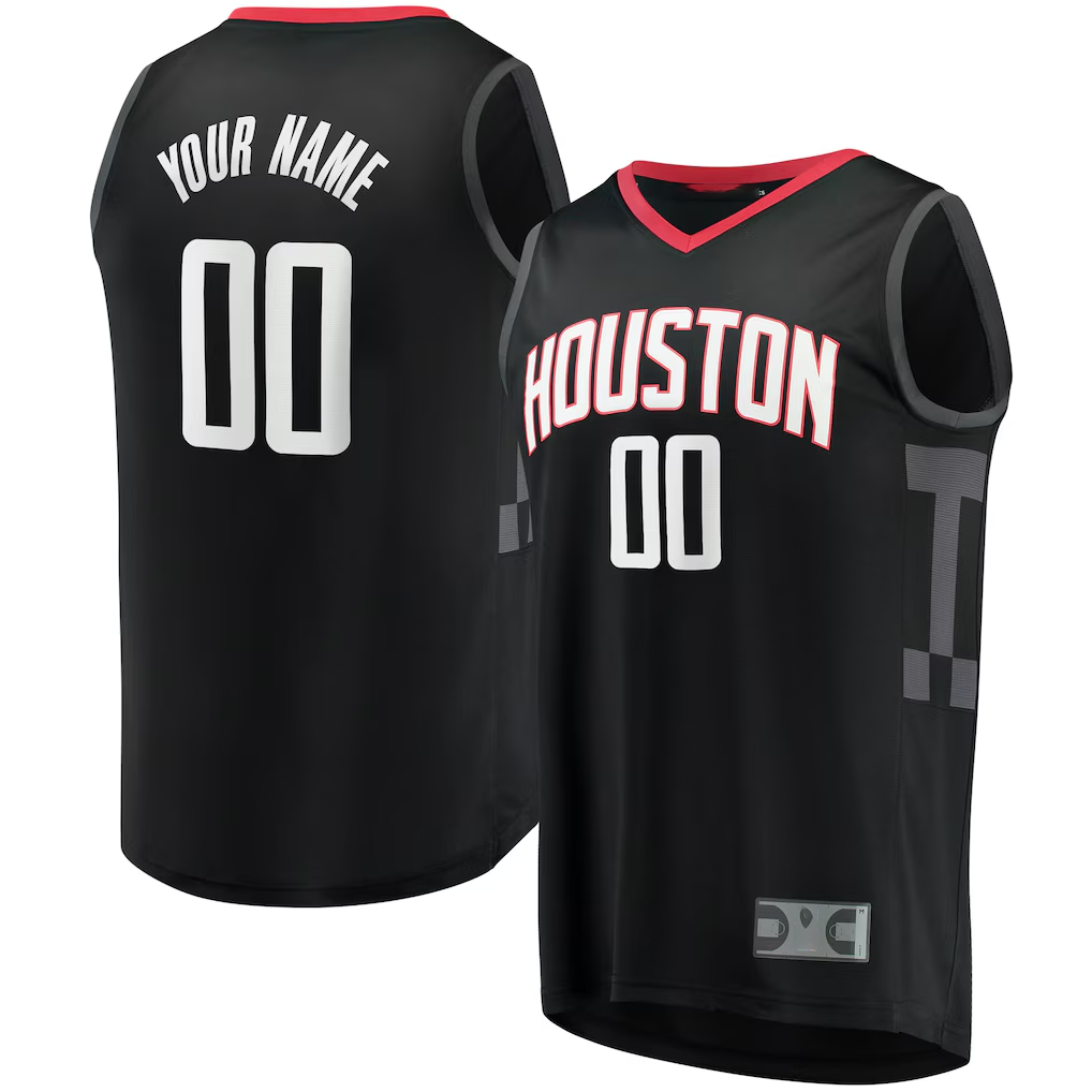 Johmsee Custom H.Rockets Black Fast Break Replica Stitched Jerseys-Statement Edition