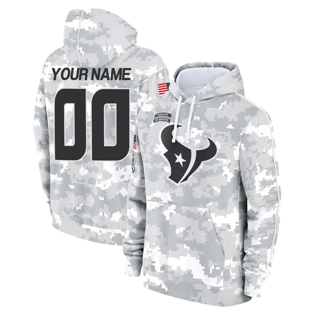 Johmsee Custom H.Texans Arctic Camo Salute to Service Hoodies Any Name & Numbers Stitched Jerseys
