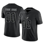 Johmsee Custom H.Texans Black Reflective Limited Game Any Name & Numbers Stitched Jerseys