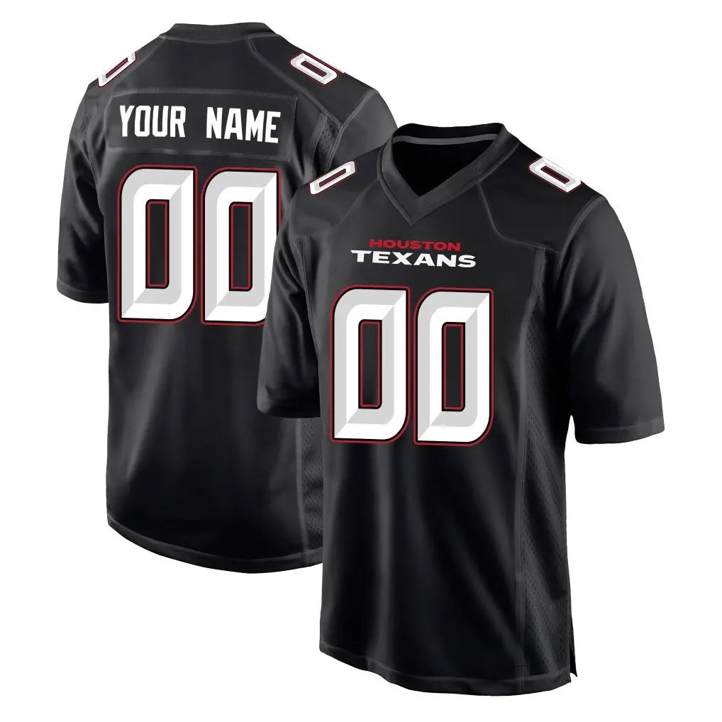 Johmsee Custom H.Texans Carbon Black Fashion Home Game Any Name & Numbers Stitched Jerseys