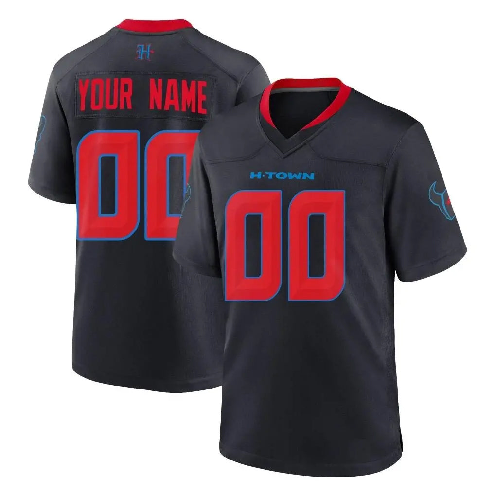 Johmsee Custom H.Texans Navy 2nd Alternate Home Game Any Name & Numbers Stitched Jerseys