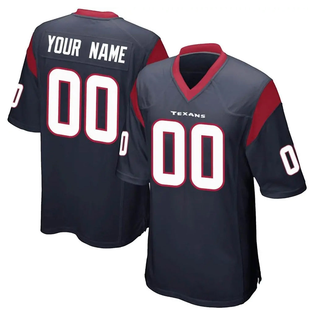 Johmsee Custom H.Texans Navy Home Game Any Name & Numbers Stitched Jerseys