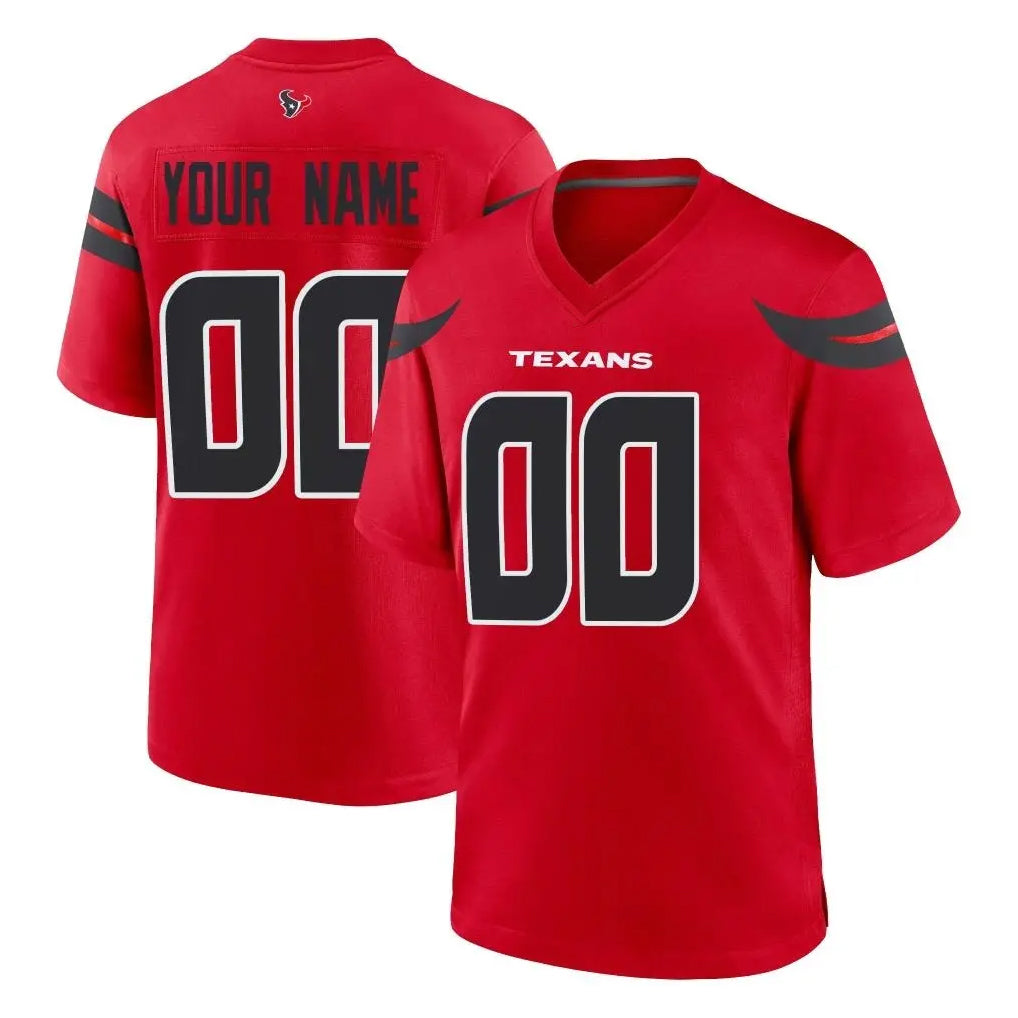 Johmsee Custom H.Texans Red Alternate Home Game Any Name & Numbers Stitched Jerseys