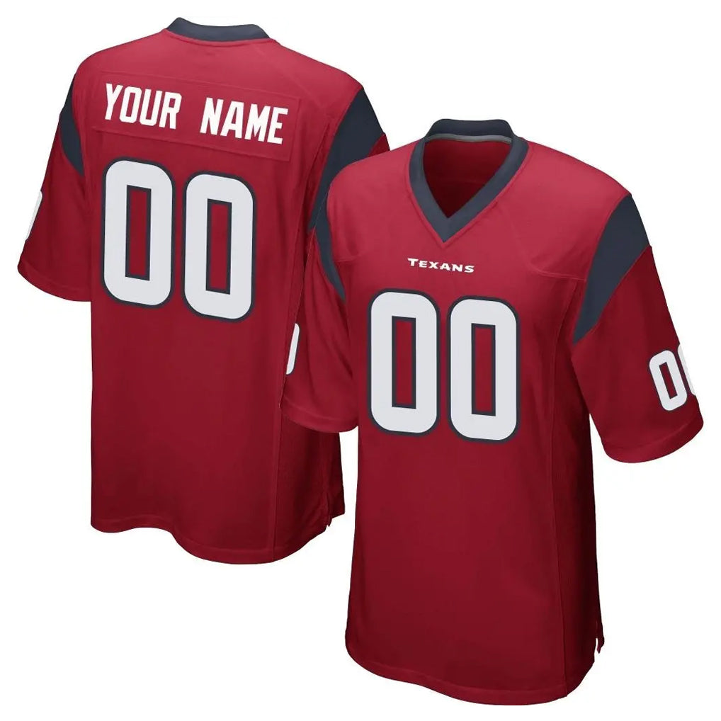Johmsee Custom H.Texans Red Home Game Any Name & Numbers Stitched Jerseys
