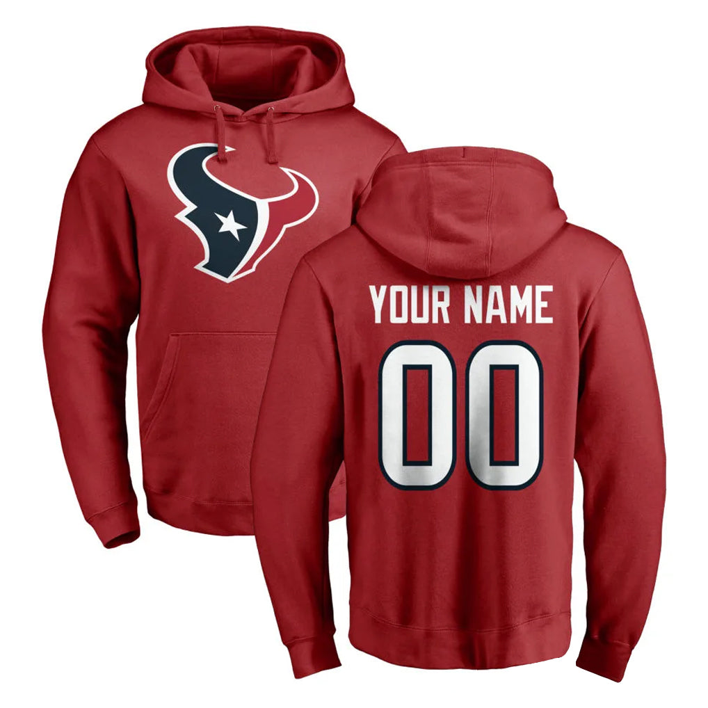 Johmsee Custom H.Texans Red Pro Line Pullover Hoodie Limited Game Any Name & Numbers Stitched Jerseys
