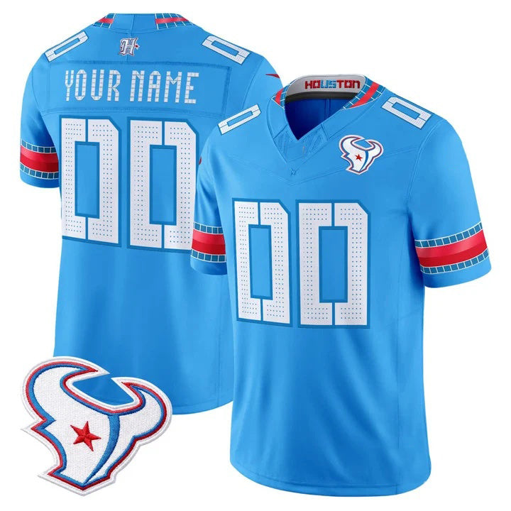 Johmsee Custom H.Texans Rivalries Blue Jersey - All Stitched