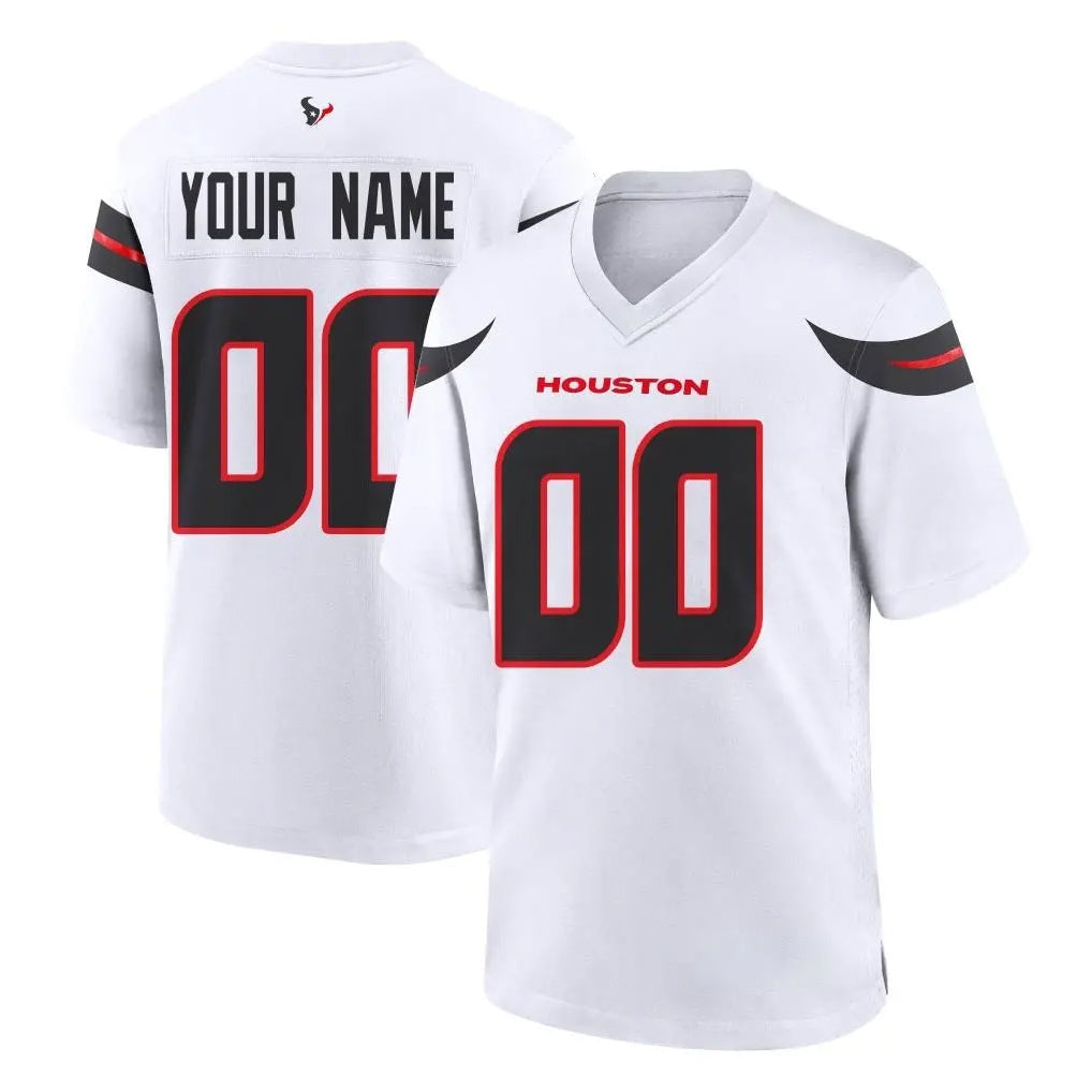 Johmsee Custom H.Texans White Home Game Any Name & Numbers Stitched Jerseys