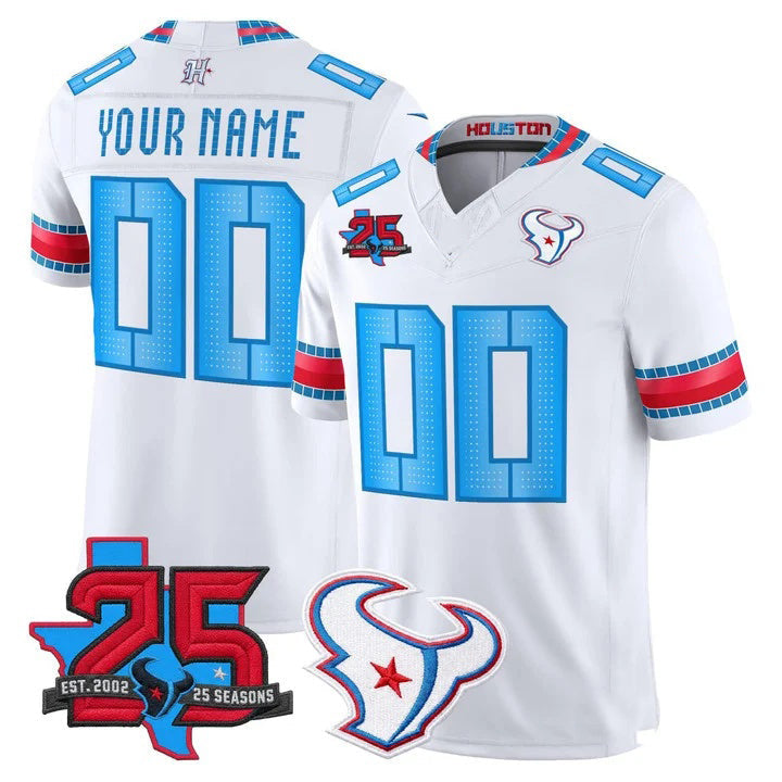 Johmsee Custom H.Texans White Rivalries Jersey - All Stitched