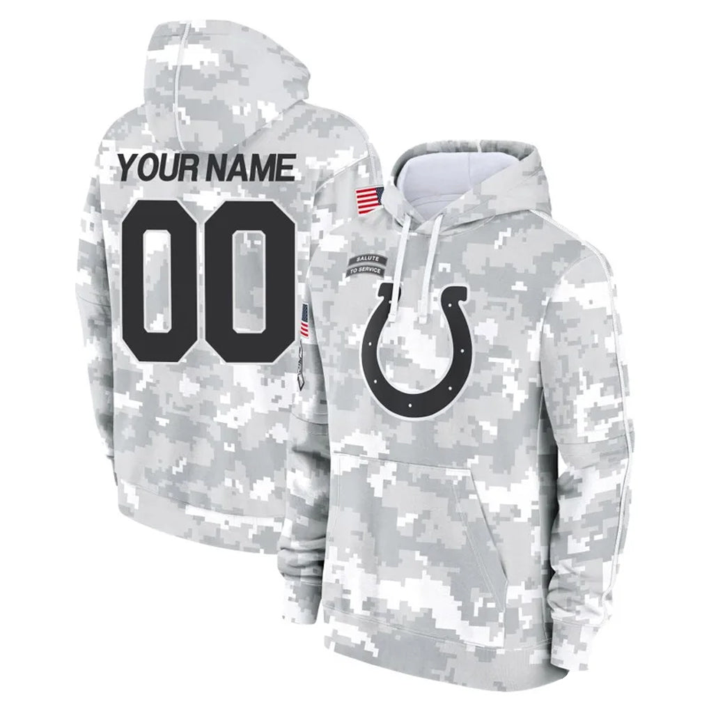 Johmsee Custom IN.Colts Arctic Camo Salute to Service Hoodies Limited Game Any Name & Numbers Stitched Jerseys