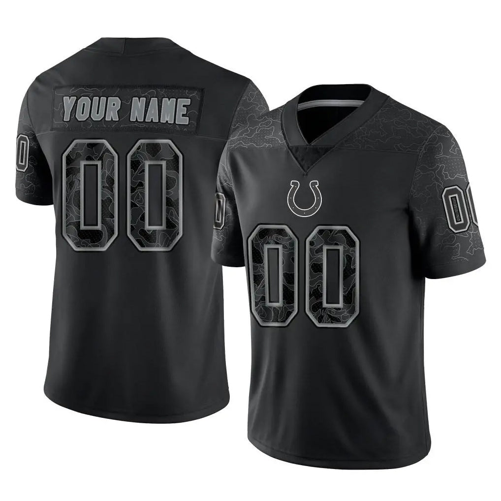 Johmsee Custom IN.Colts Black Reflective Limited Game Any Name & Numbers Stitched Jerseys