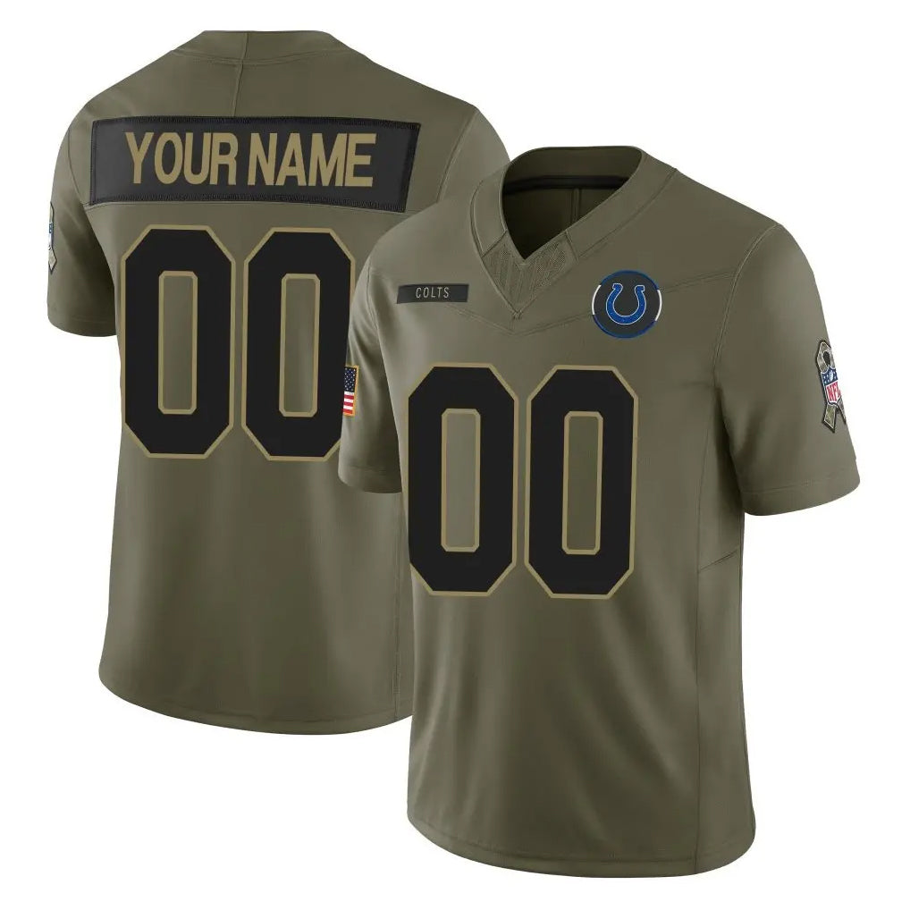 Johmsee Custom IN.Colts Olive 2025 Salute To Service Limited Game Any Name & Numbers Stitched Jerseys