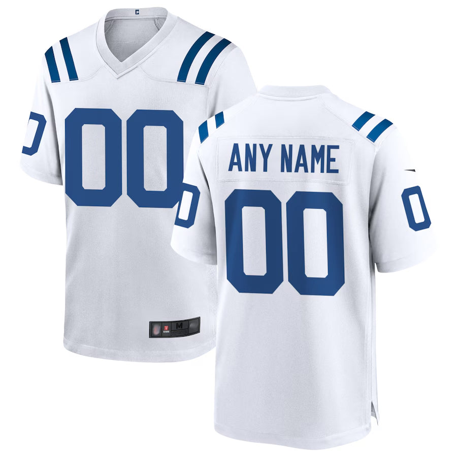 Johmsee Custom IN.Colts White Replica Home Game Stitched Jerseys
