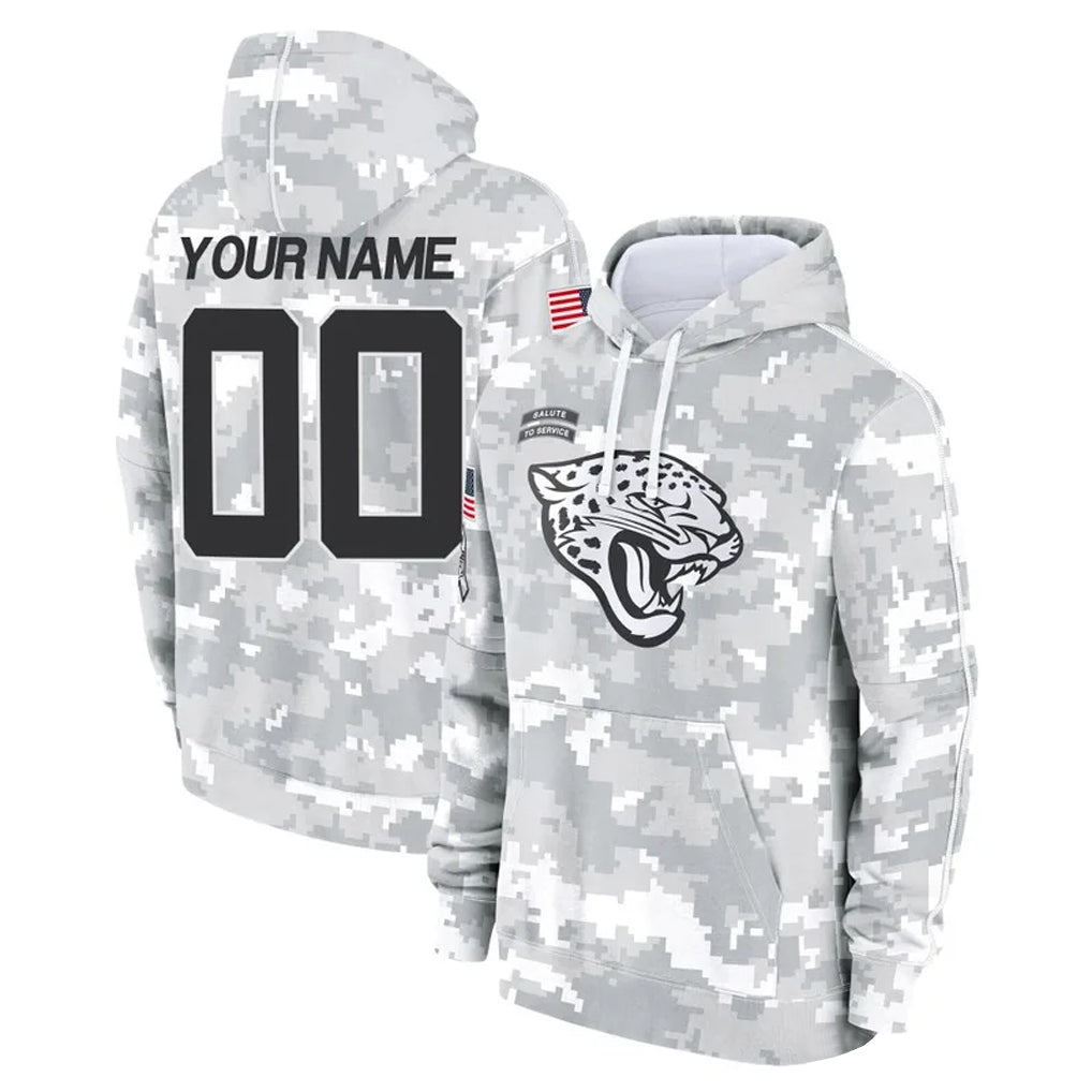 Johmsee Custom J.Jaguars Arctic Camo Salute to Service Hoodies Limited Game Any Name & Numbers Stitched Jerseys