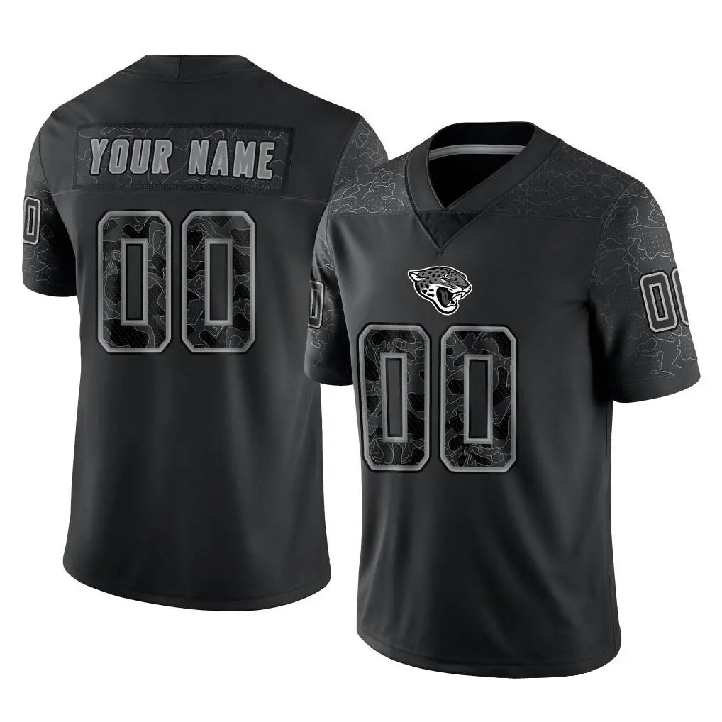 Johmsee Custom J.Jaguars Black Reflective Limited Game Any Name & Numbers Stitched Jerseys