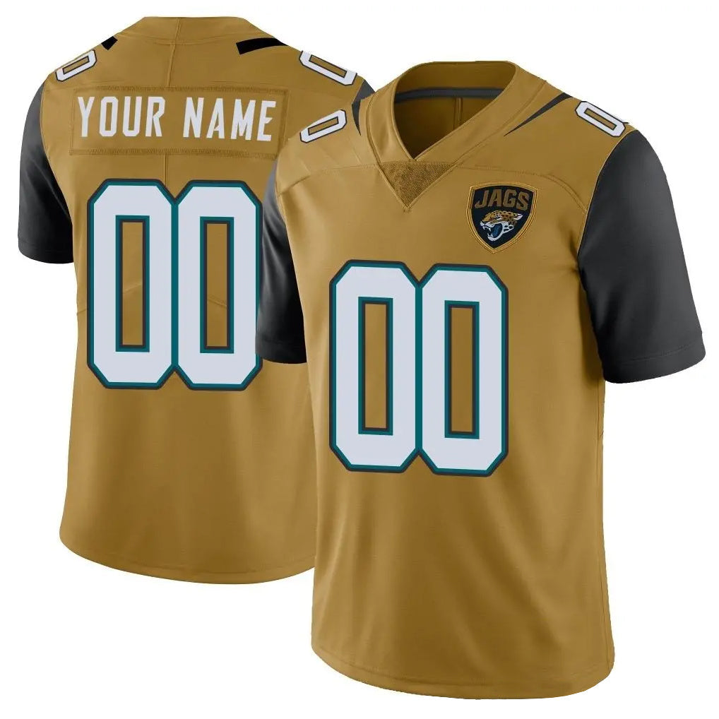 Johmsee Custom J.Jaguars Gold Vapor Limited Home Game Any Name & Numbers Stitched Jerseys