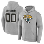 Johmsee Custom J.Jaguars Gray Pullover Hoodies Any Name & Numbers Limited Stitched Jerseys