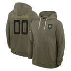 Johmsee Custom J.Jaguars Olive Salute to Service Pullover Hoodies Limited Any Name & Numbers Stitched Jerseys