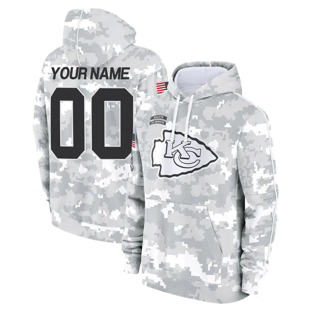 Johmsee Custom KC.Chiefs Arctic Camo Salute to Service Hoodies Limited Game Any Name & Numbers Stitched Jerseys