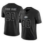Johmsee Custom KC.Chiefs Black Limited Reflective Game Any Name & Numbers Stitched Jerseys