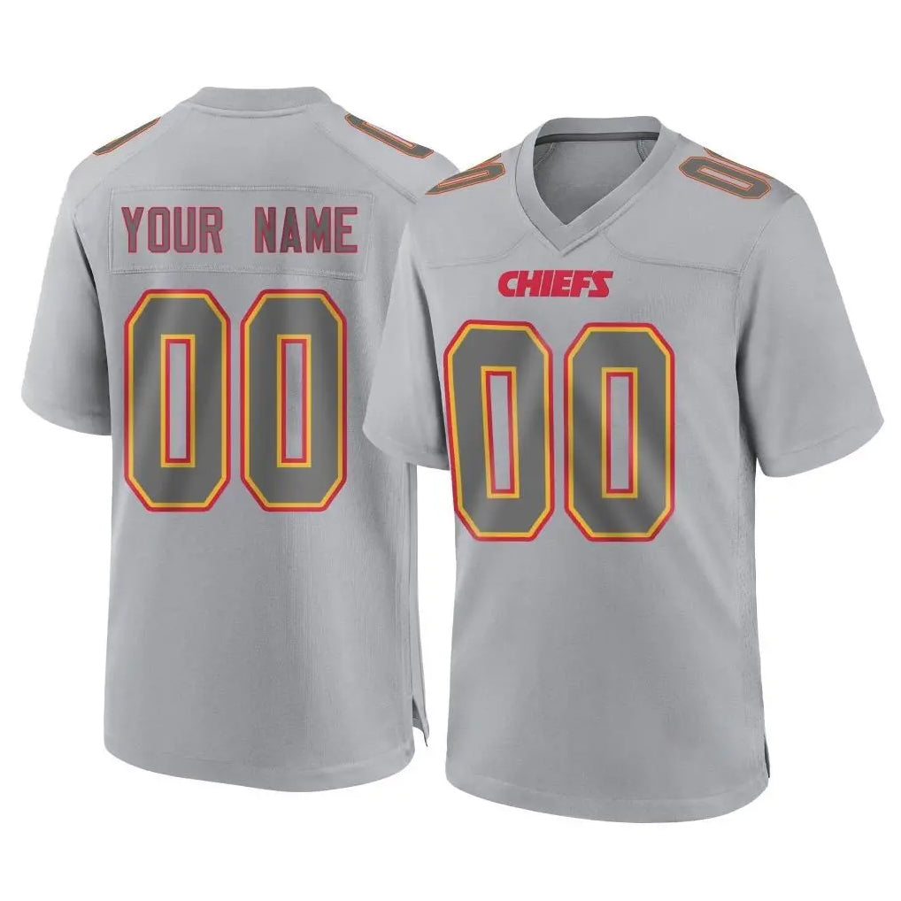 Johmsee Custom KC.Chiefs Gray Atmosphere Fashion Game Any Name & Numbers Stitched Jerseys