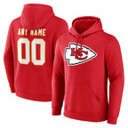 Johmsee Custom KC.Chiefs Red LoGo Pullover Hoodies Limited Any Name & Numbers Stitched Jerseys