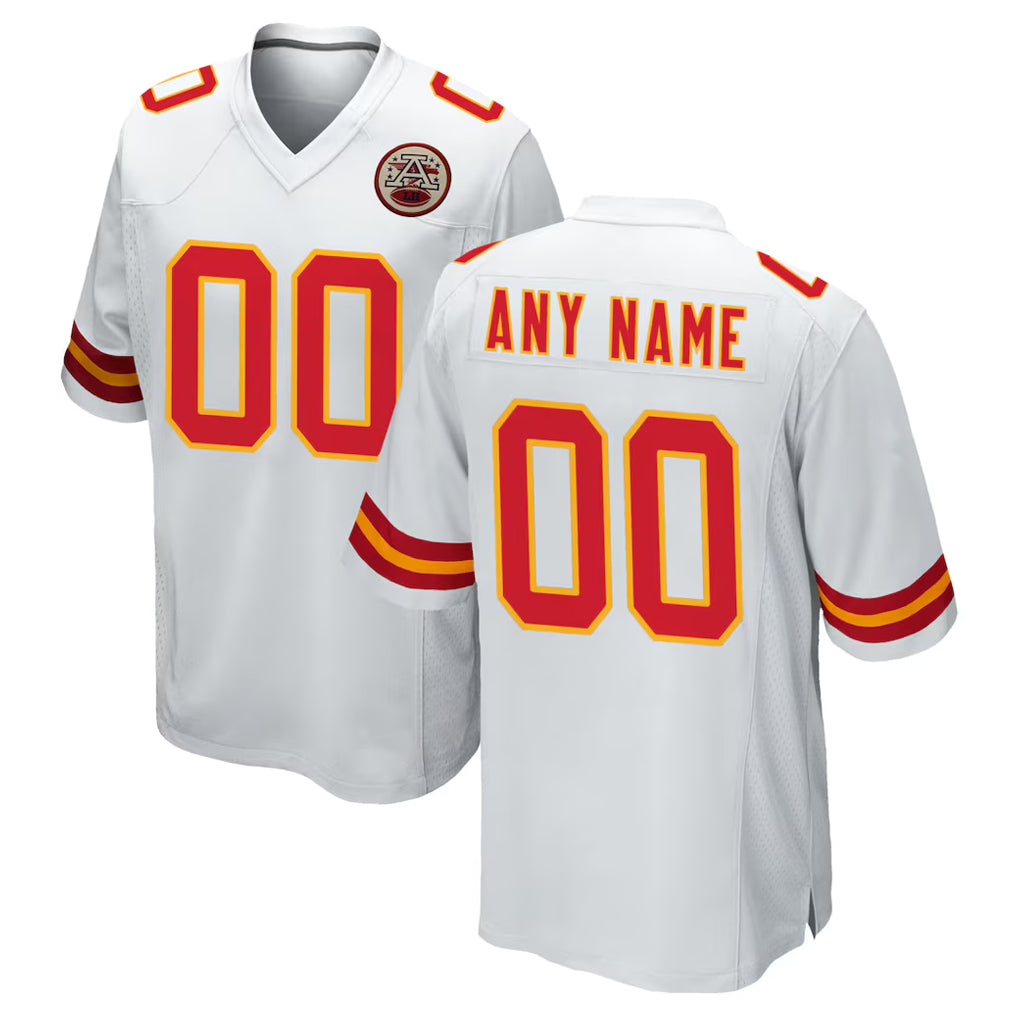 Johmsee Custom KC.Chiefs White Home Game Any Name & Numbers Stitched Jerseys