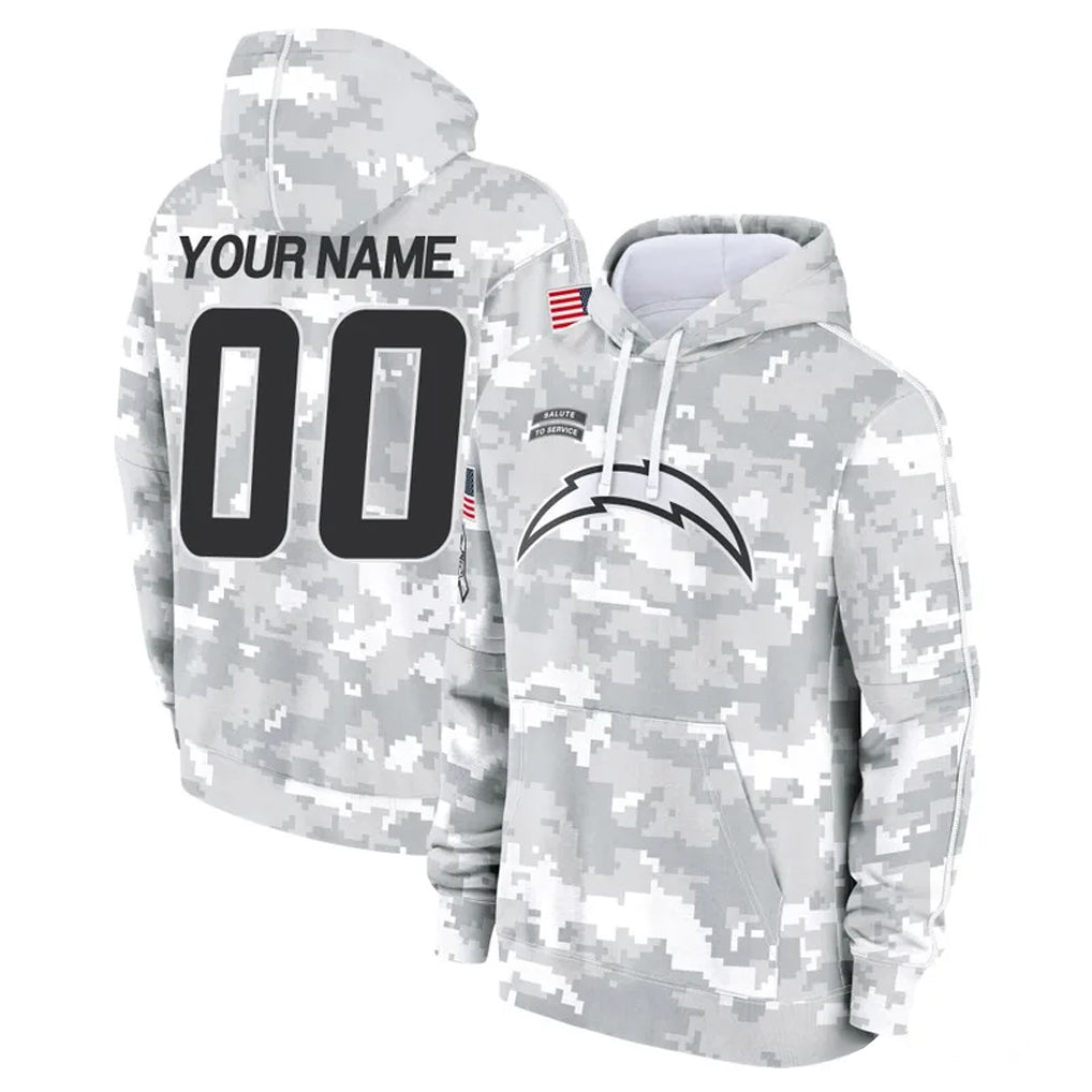 Johmsee Custom LA.Chargers Arctic Camo Salute to Service Hoodies Limited Game Any Name & Numbers Stitched Jerseys