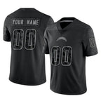 Johmsee Custom LA.Chargers Black Reflective Limited Game Any Name & Numbers Stitched Jerseys