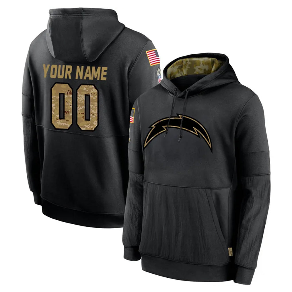 Johmsee Custom LA.Chargers Black Salute to Service Hoodies Limited Game Any Name & Numbers Stitched Jerseys