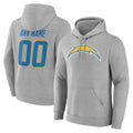 Johmsee Custom LA.Chargers Gray LOGO Pullover Hoodies Home Game Any Name & Numbers Stitched Jerseys