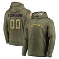 Johmsee Custom LA.Chargers Olive Salute to Service Pullover Hoodies Home Game Any Name & Numbers Stitched Jerseys