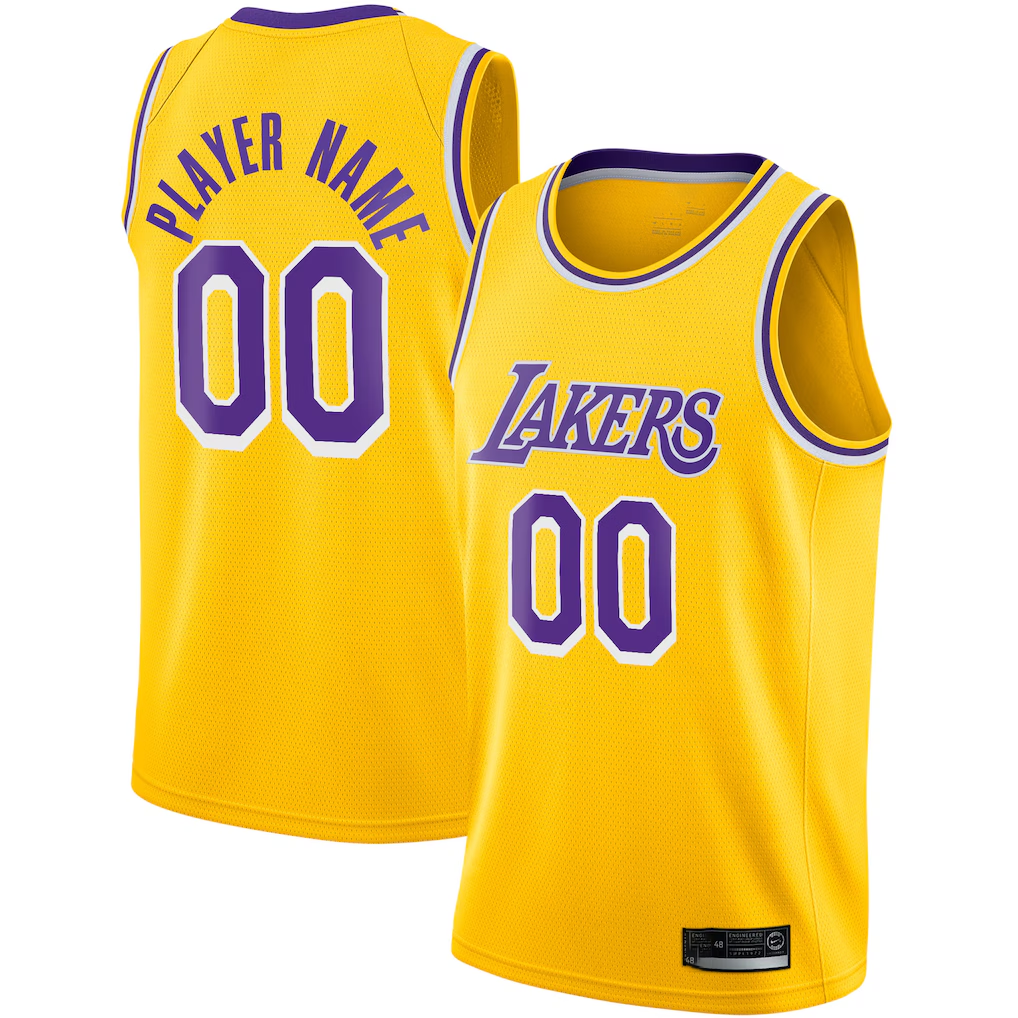 Johmsee Custom LA.Lakers Gold 2020-2021 Swingman Stitched Jerseys - Icon Edition