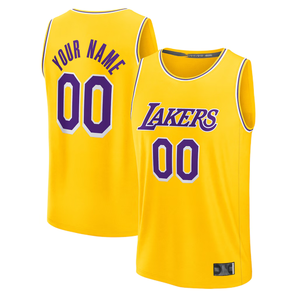 Johmsee Custom LA.Lakers Gold Fast Break Stitched Jerseys - Icon Edition