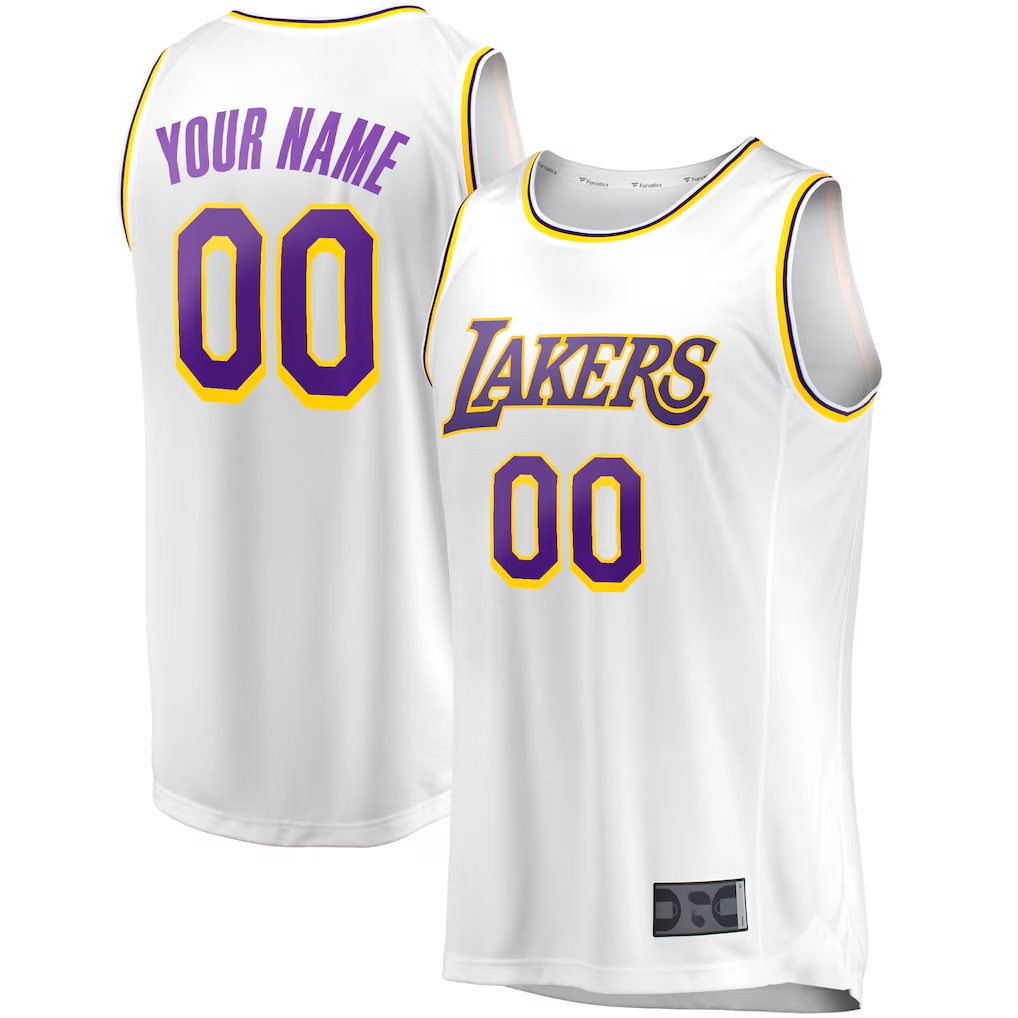 Johmsee Custom LA.Lakers White Fast Break Replica Stitched Jerseys - Association Edition