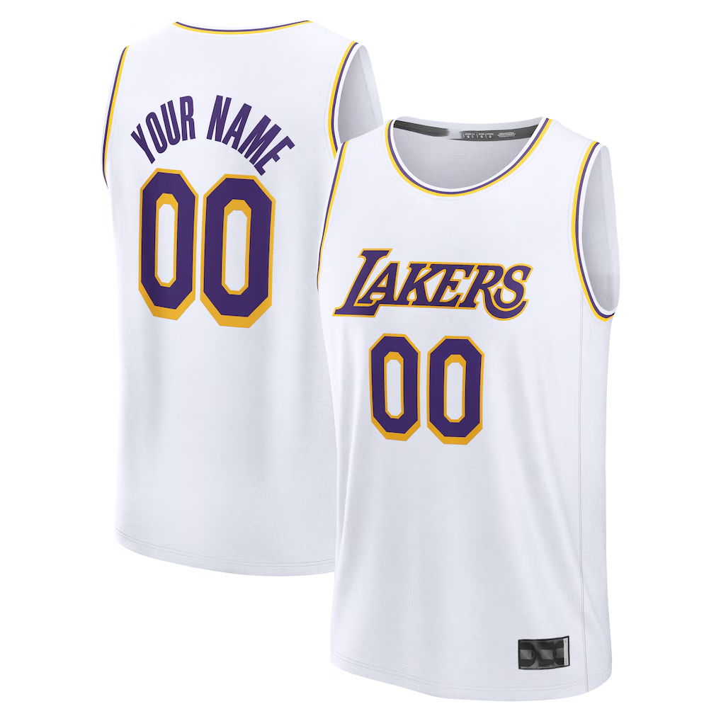 Johmsee Custom LA.Lakers White Fast Break Replica Stitched Jerseys - Association Edition