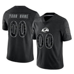 Johmsee Custom LA.Rams Black Limited Reflective Home Game Any Name & Numbers Stitched Jerseys