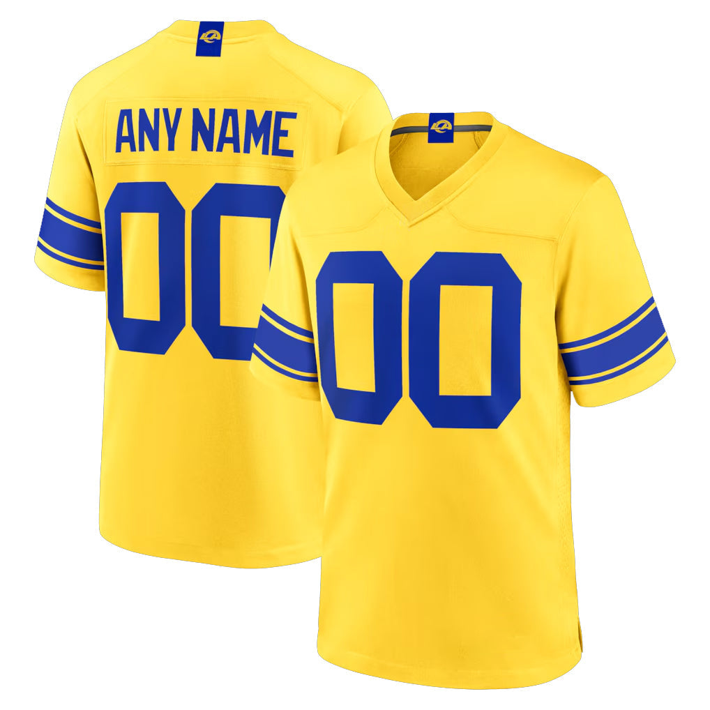 Johmsee Custom LA.Rams Gold Classic Sol Home Game Any Name & Numbers Stitched Jerseys