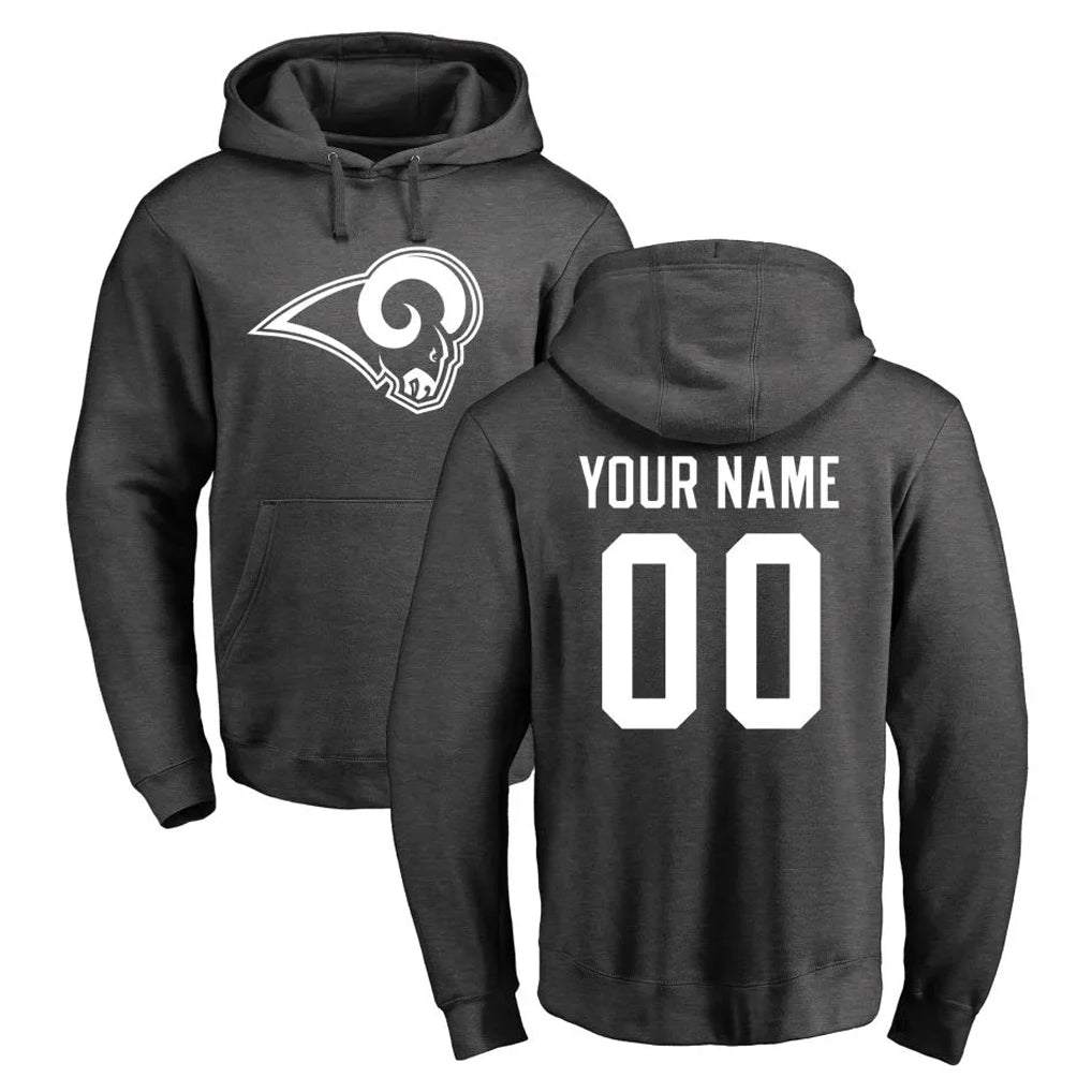 Johmsee Custom LA.Rams Gray Pullover Hoodie Limited Game Any Name & Numbers Stitched Jerseys