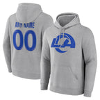 Johmsee Custom LA.Rams Light Gray Pullover Hoodie Limited Game Any Name & Numbers Stitched Jerseys