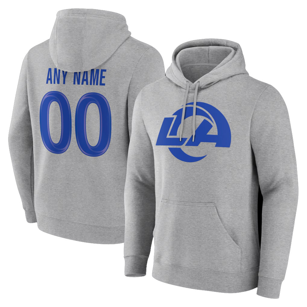 Johmsee Custom LA.Rams Light Gray Pullover Hoodie Limited Game Any Name & Numbers Stitched Jerseys